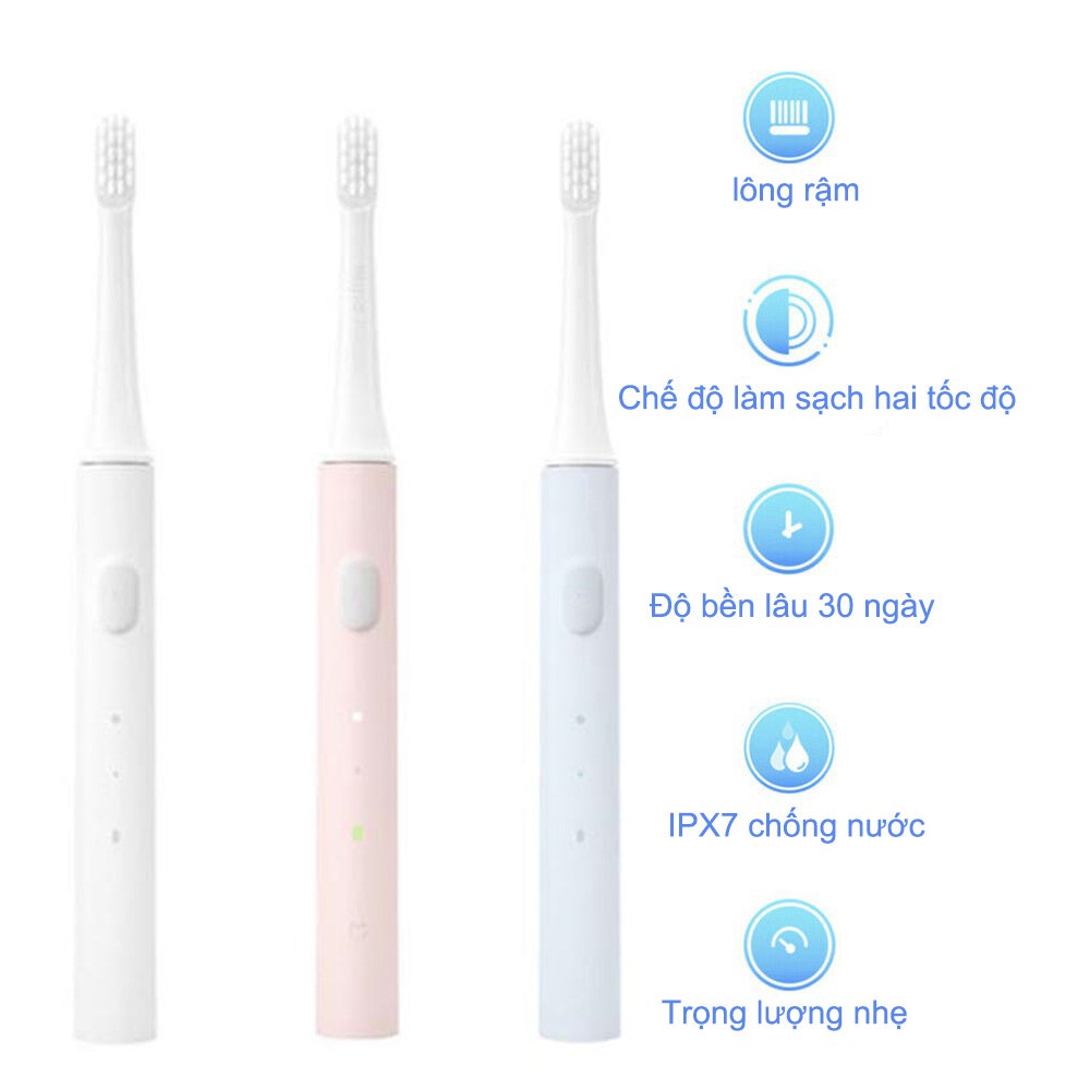 Bàn chải đánh răng điện Xiaomi T100 - Pin sạc - Kháng nước IPX7