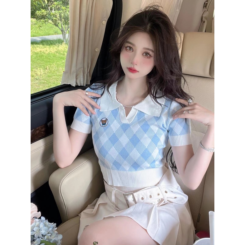 Áo dệt kim cổ chữ v thời trang Hàn Quốc dễ phối đồ cho nữ