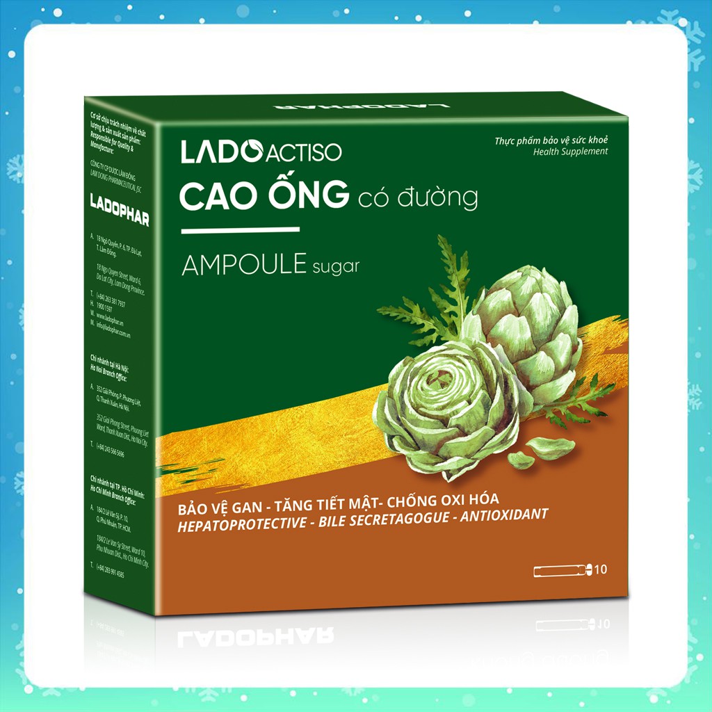 Atiso cao ống uống có đường hoặc không đường hoặc ngọt tự nhiên Ladophar hộp 10 tuýp x 10ml Actiso Đà lạt | BigBuy360 - bigbuy360.vn