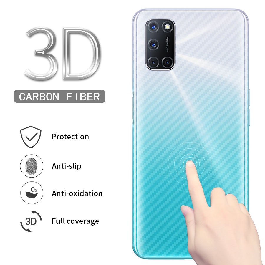 Hộp 5 Miếng dán mặt lưng cacbon bảo vệ điện thoại cho OPPO F5 F7 F9 F11 Pro A5s A3s A15 A15s A53 A93 A74 A55 A54 A12e A16 A71 A83 A92 A72 A52 A33 A53 A5 A9 2020 A31 A1K Reno 5 4 3 2