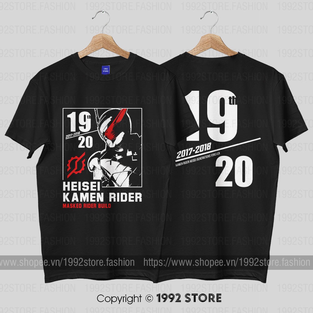 Áo thun Kamen Rider Build - HEISEI RIDER 20th Anniversary (Black) ngắn tay