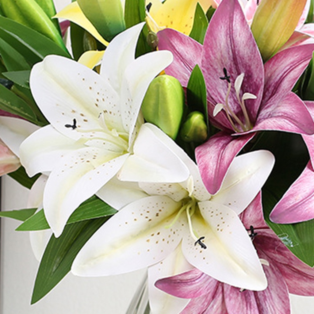 1 Nhánh Hoa Lily Giả Trang Trí Nội Thất Đẹp Mắt