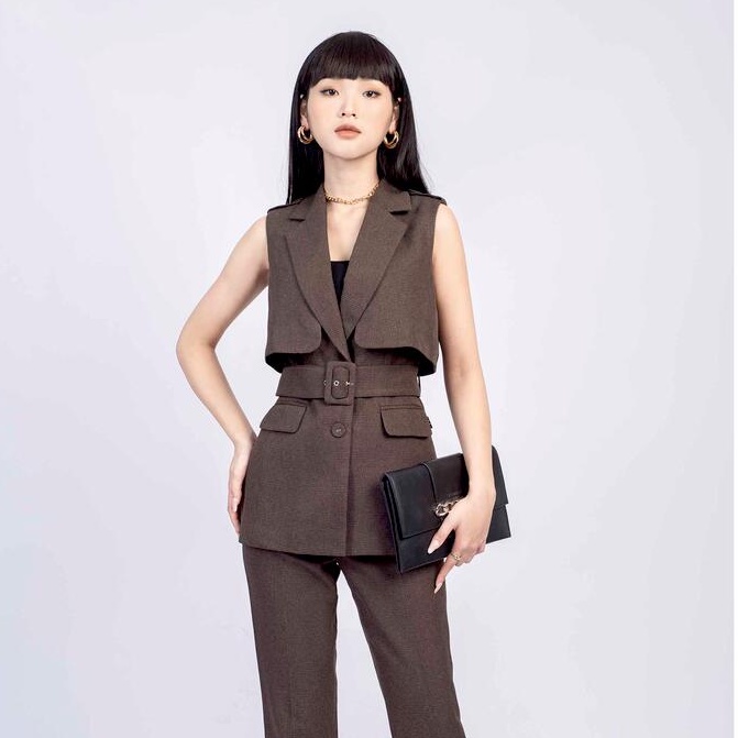 Set bộ gile cổ vest, quần dài MMOutfit M-SBK070621084