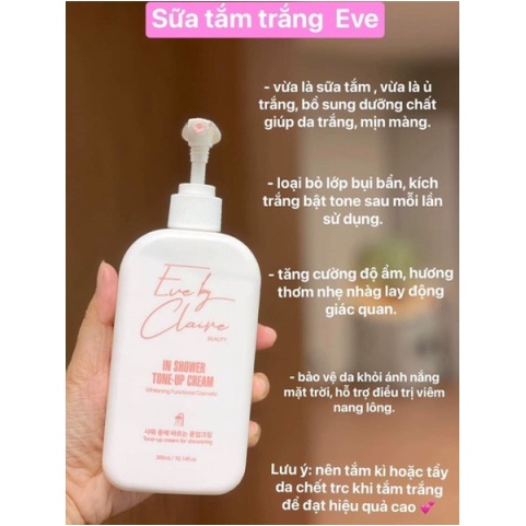 Sữa Tắm Trắng Nâng Tone Eve By Claire In Shower Toner Up Cream 200ml