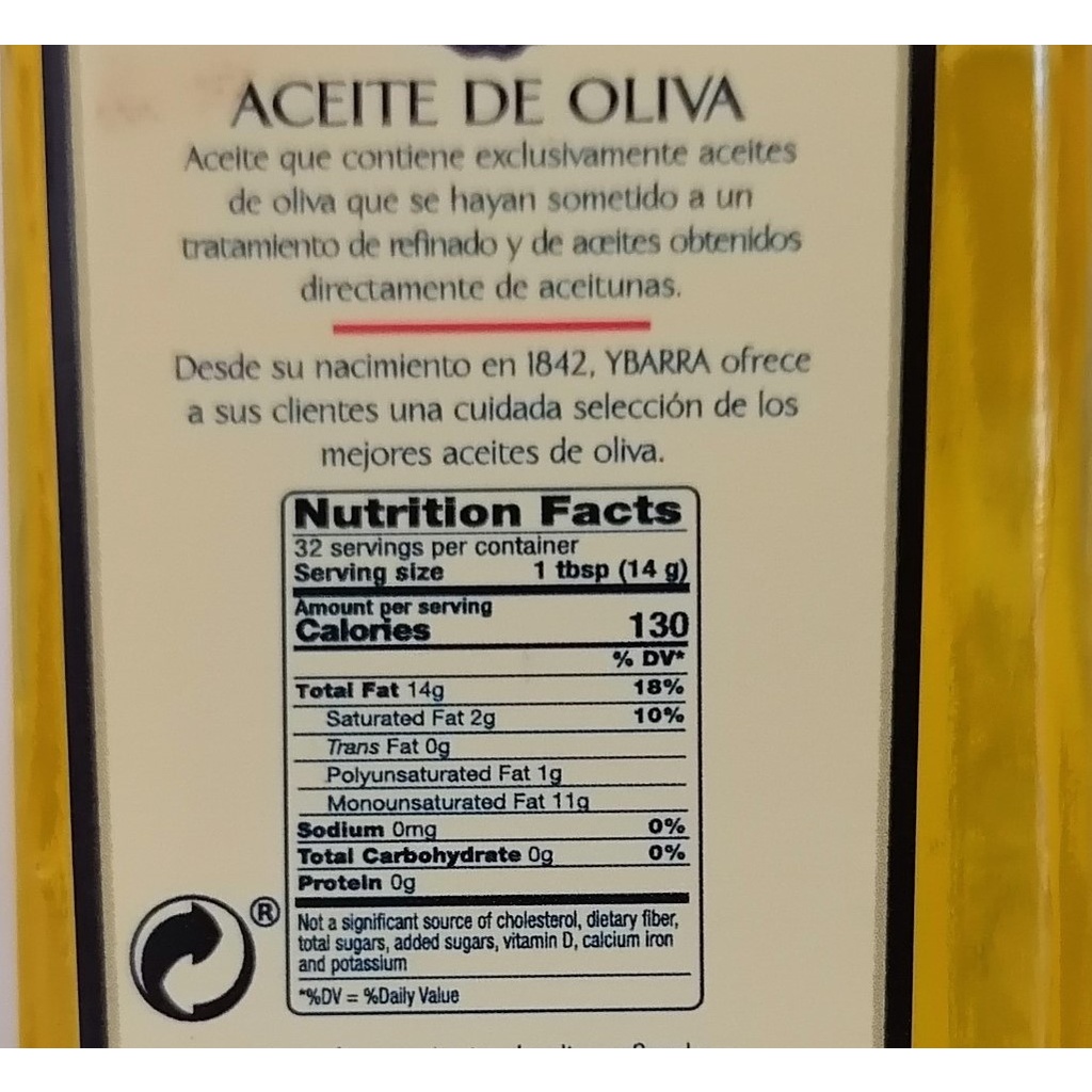 [Chai 250ml] DẦU Ô LIU TINH CHẾ [Spain] YBARRA Olive Oil (atu-hk)