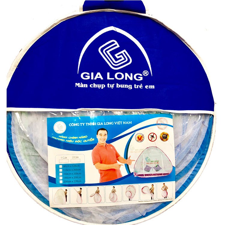 Màn Chụp Tự Bung Không Đáy Chống Muỗi Gia Long Cao Cấp (Hàng chính hãng)