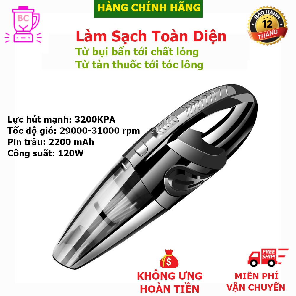 Máy Hút Bụi Cho Ô Tô, Thảm, Đệm Giường, Sạc Pin Cầm Tay Công Suất Lớn | BigBuy360 - bigbuy360.vn