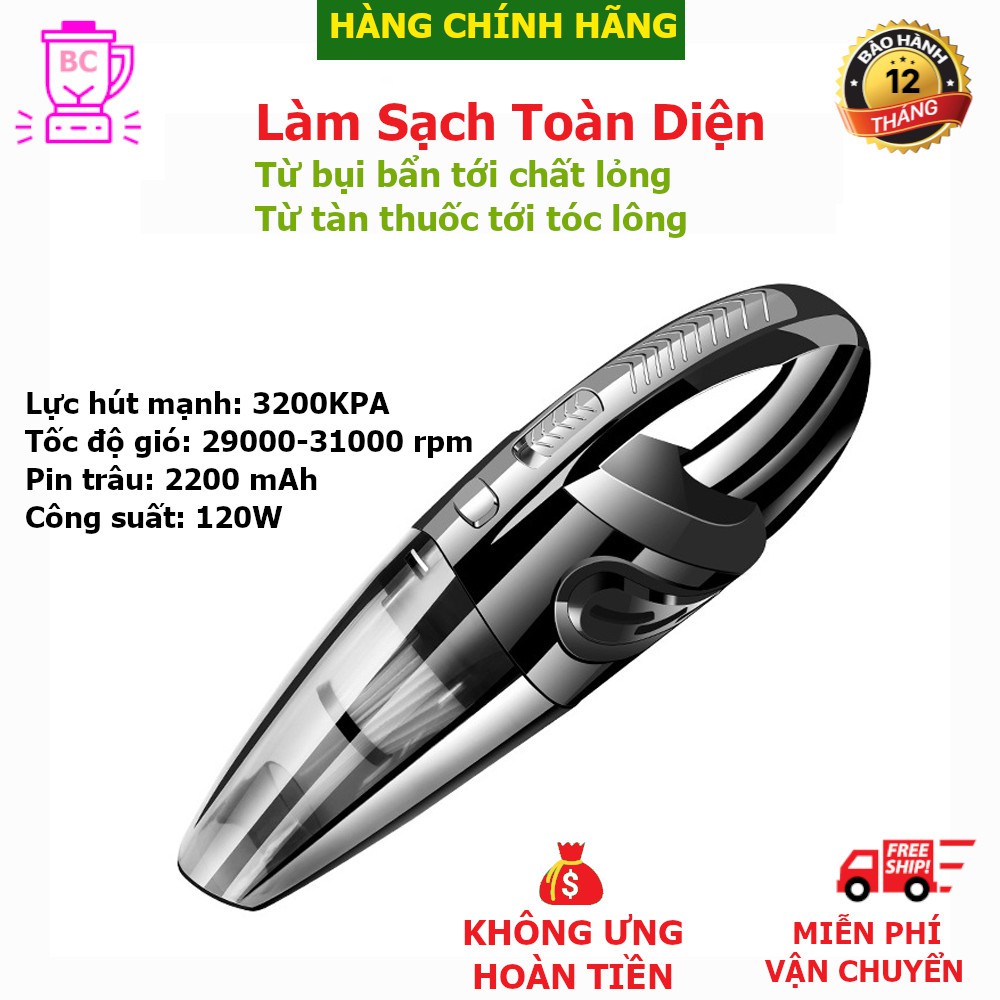 [FREESHIP❤️] Máy Hút Bụi Cho Ô Tô, Thảm, Đệm Giường, Sạc Pin Cầm Tay Công Suất Lớn