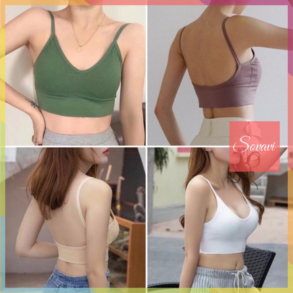 Áo bra thun len tăm, bra hở vai, bra khoét lưng chữ U AL005 | BigBuy360 - bigbuy360.vn