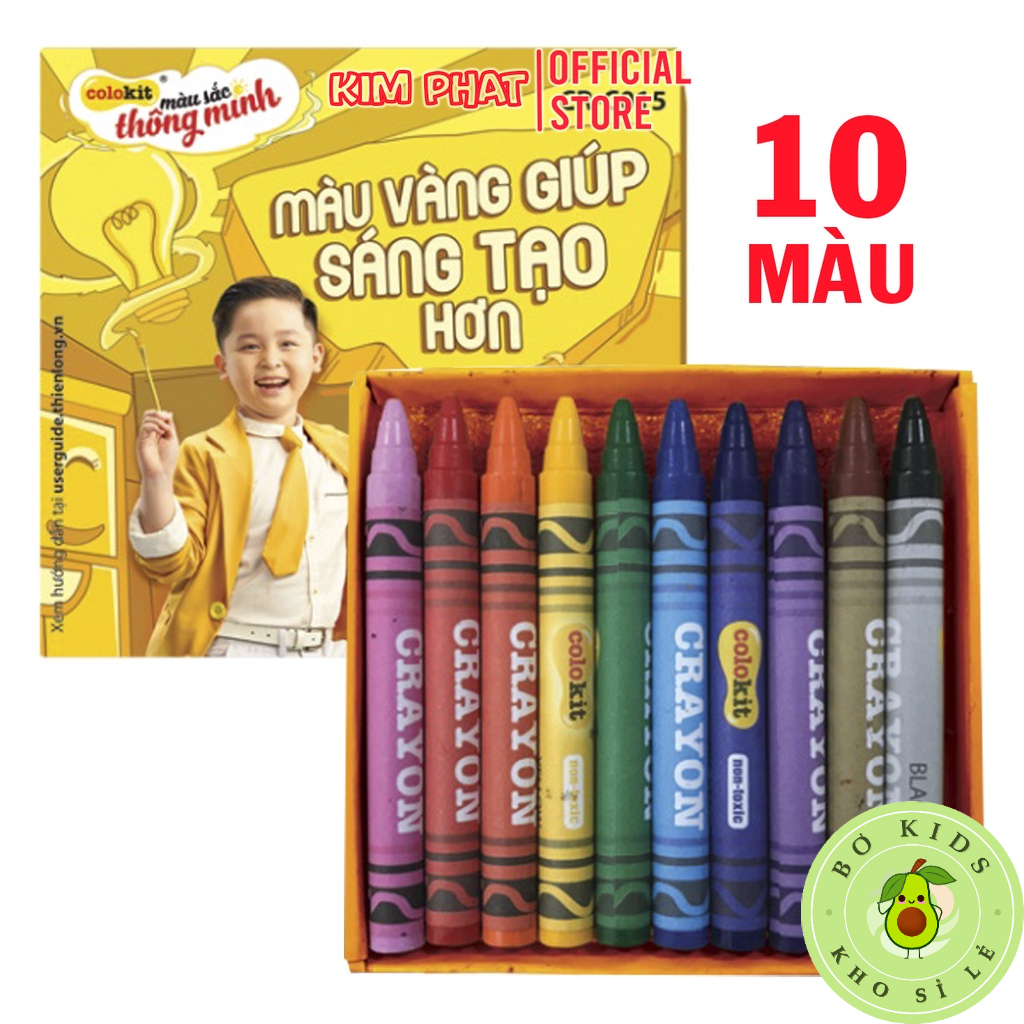 Bút Sáp Màu Thiên Long CR-C015 - 10 màu cho trẻ tô vẽ sáng tạo giúp bé nhận biết màu sắc