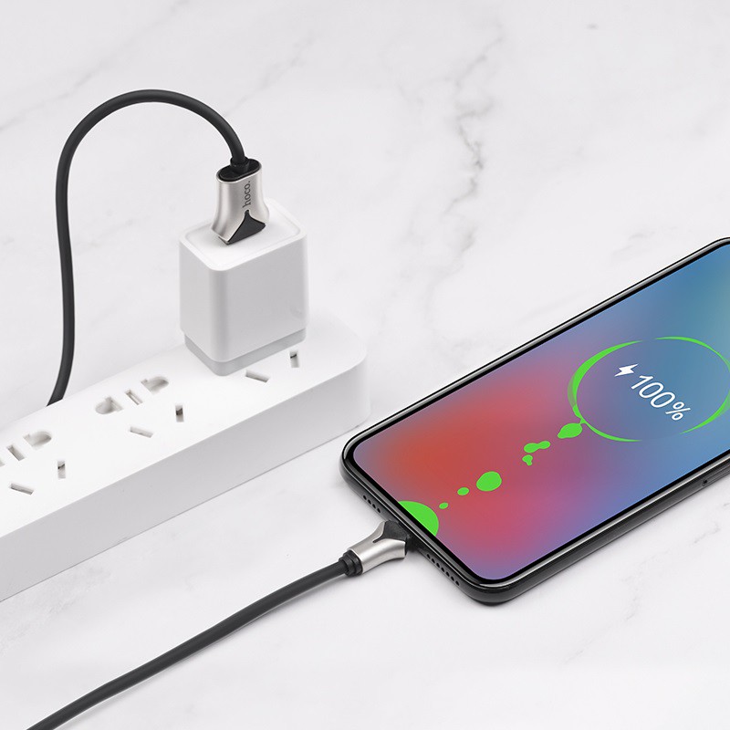 Cáp sạc nhanh Hoco U67 Silicon chống rối 2.4A đầu iPhone/ iPad/ Android dây dài 1.2m