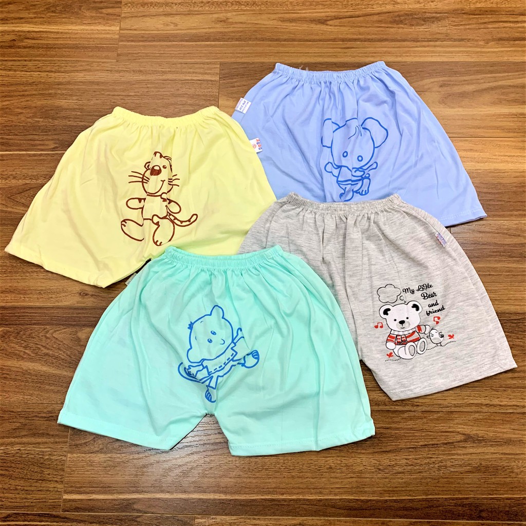 [SET 5 CÁI] Quần chục cộc chất cotton in hình thú cho bé