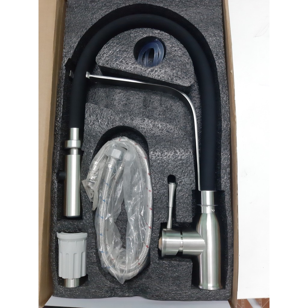 Vòi rửa chén nóng lạnh SUS304 cần bẻ Silicon, vòi rửa chén bát nóng lạnh inox 304.