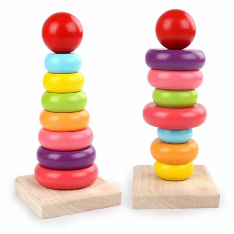 Tháp Xếp Chồng 7 Sắc Cầu Vồng Cho Bé Phát Triển Trí Tuệ