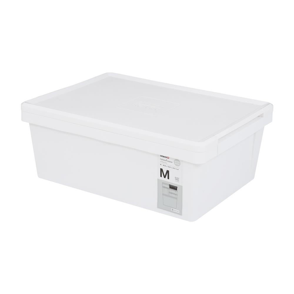 HomeBase STACKO Thùng nhựa đựng đồ đa năng có nắp 10L MONO Thái Lan W39xH15.1xD29cm màu trắng