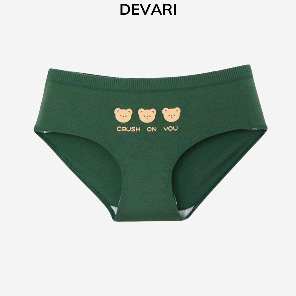 Quần Lót Nữ Cotton Cao Cấp Kháng Khuẩn Khử Mùi Họa Tiết Cute Dễ Thương Devari L1760