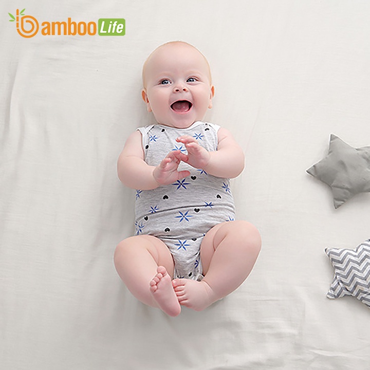 Bộ bodysuit ngắn tay trẻ em sợi tre Bamboo Life BL103 áo liền quần hình họa tiết xinh cho bé