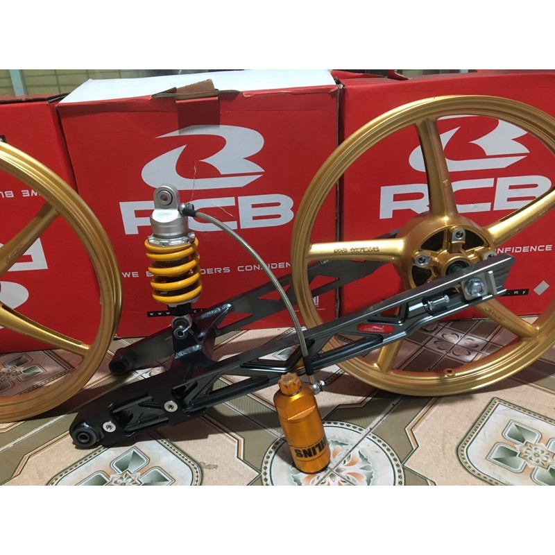 Combo gắp nhôm cnc,vành rcb, phuộc olins cho ex 150