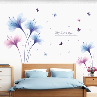 [FREE SHIP] Decal dán tường hoa cánh mỏng xanh {kèm ảnh thật}