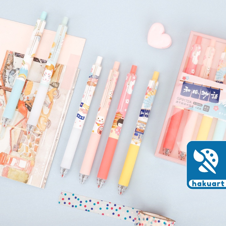 Bút Gel Sakura GP9172 Mực Đen Họa Tiết Nhật Bản - Văn Phòng Phẩm Haku
