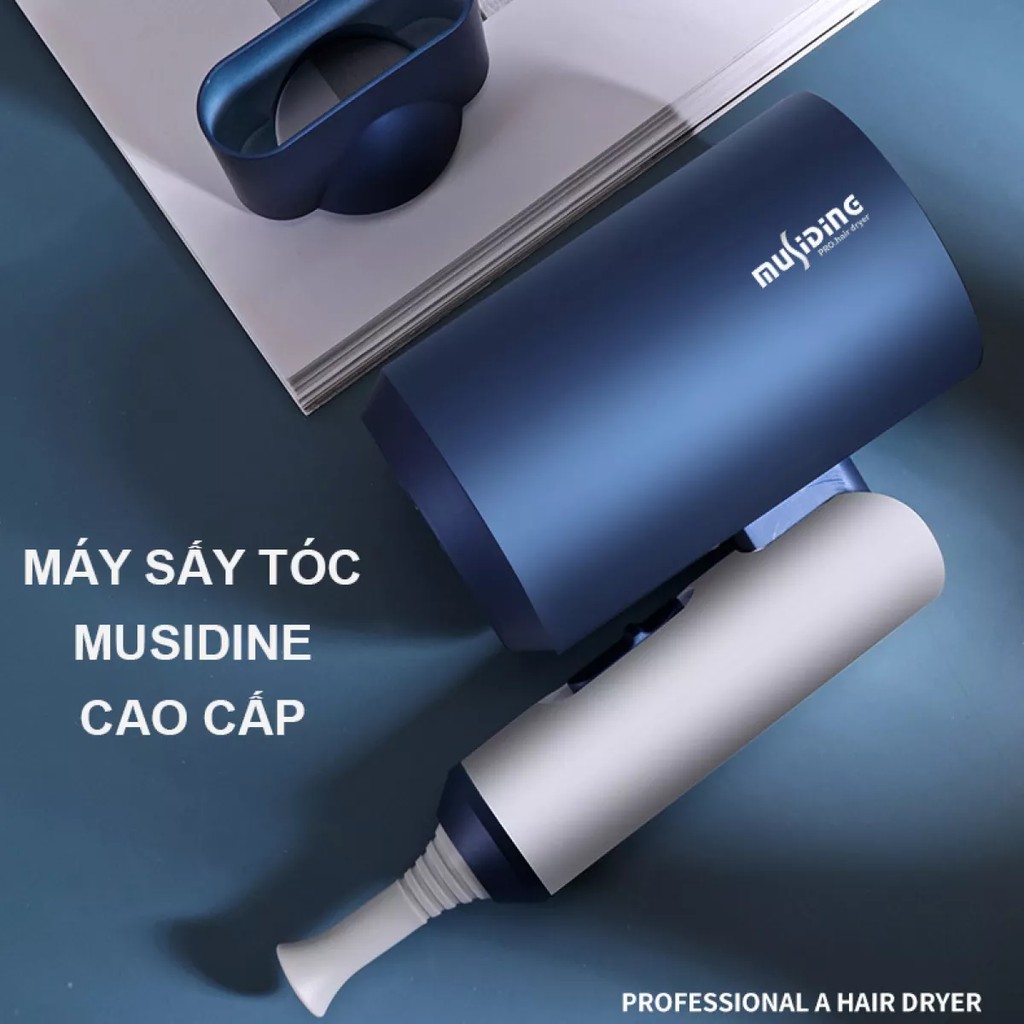 Máy sấy tóc MuSidine công suất lớn 2000W, máy sấy cao cấp, nhiều chế độ với công nghệ sấy lạnh và ion âm bảo vệ tóc