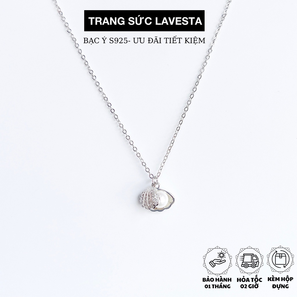 Dây chuyền bạc nữ 925 mặt hình vỏ trai thanh lịch, nữ tính Lavesta SIL20