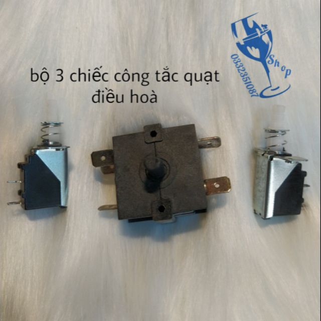 Công tắc quạt điều hoà 6 chân - bộ 3 chiếc đủ núm tặng kèm decan