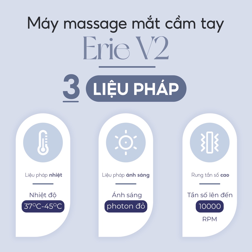 Máy Massage Mắt Cầm Tay Mini Nhiệt Rung Crenot Erie V2 Mát Xa Giảm Quầng Thâm Bọng Nhức Mỏi Mờ Nếp Nhăn Chống Lão Hóa