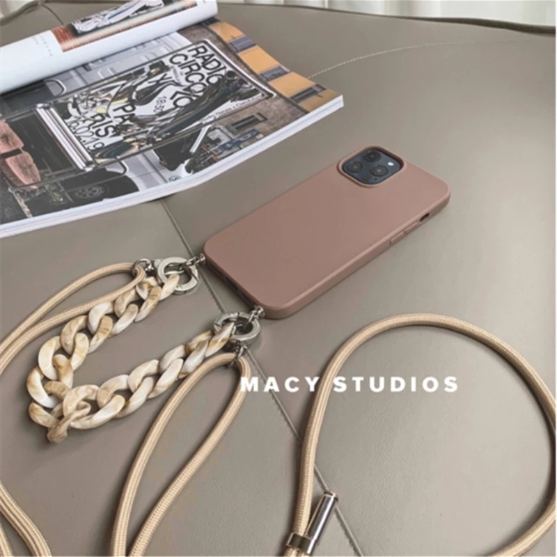 Ốp Điện Thoại Đính Ngọc Trai Trắng Có Dây Đeo Dài Sang Trọng Cho for iPhone  14 Pro Max 13 11 12 Pro Max X XR XS Max 7 8 Plus