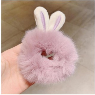 Cột tóc lông pom pom tai thỏ nhiều màu