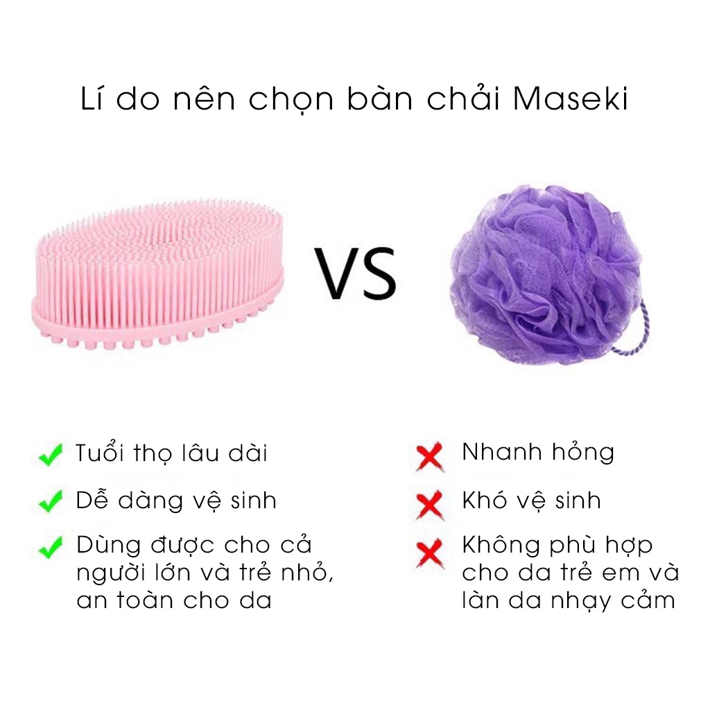 Bàn chải tắm massage MASEKI - Chất liệu silicone NHẬT BẢN cao cấp mềm mại