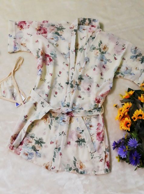 Áo choàng ngủ voan kèm dây thắt lưng | BigBuy360 - bigbuy360.vn