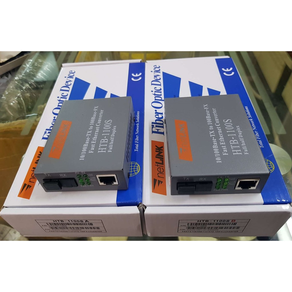 Cặp Converter quang 100MB Netlink Single mode, 1 sợi quang. Có CO, CQ