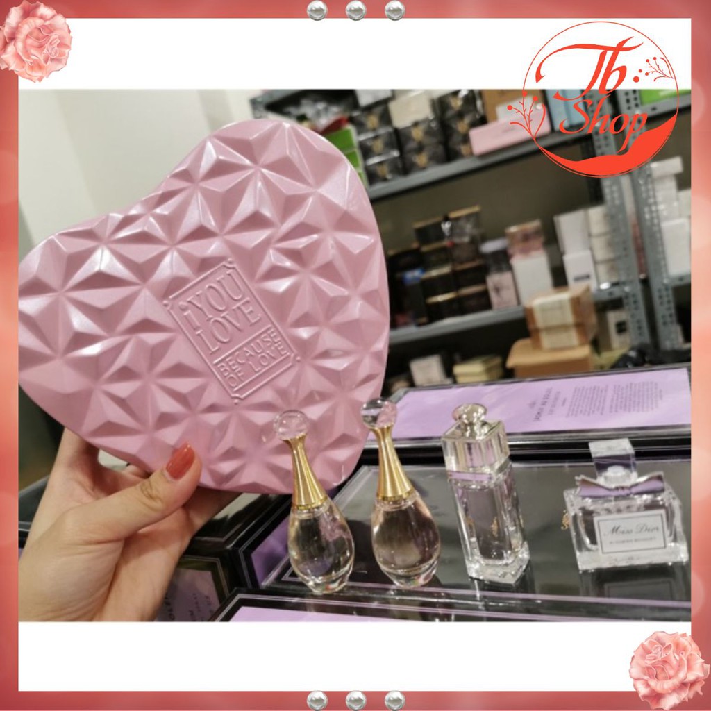 (cao cấp) Set Bộ Nước Hoa Dior Mini 4 chai /5ml chai - vỏ hộp trái tim hồng New chính hãng
