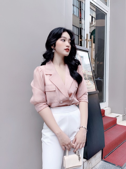 Sơ mi tơ cổ vest 2 màu công sở A563 KYMIE
