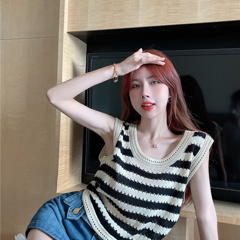 Áo Thun Croptop Ba Lỗ Chất Len Dệt Kim Quảng Châu Cao Cấp