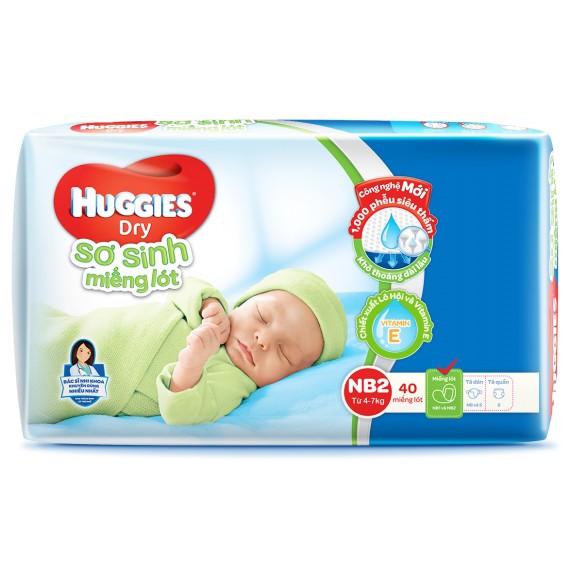 Miếng lót Huggies Newborn 2, 4-7kg, 40 miếng