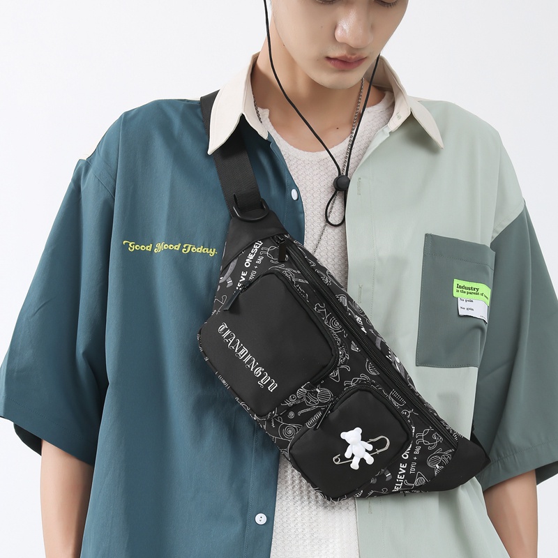 Túi Đeo Chéo Ngực Bằng Nylon Thời Trang Hàn Quốc Cho Nam