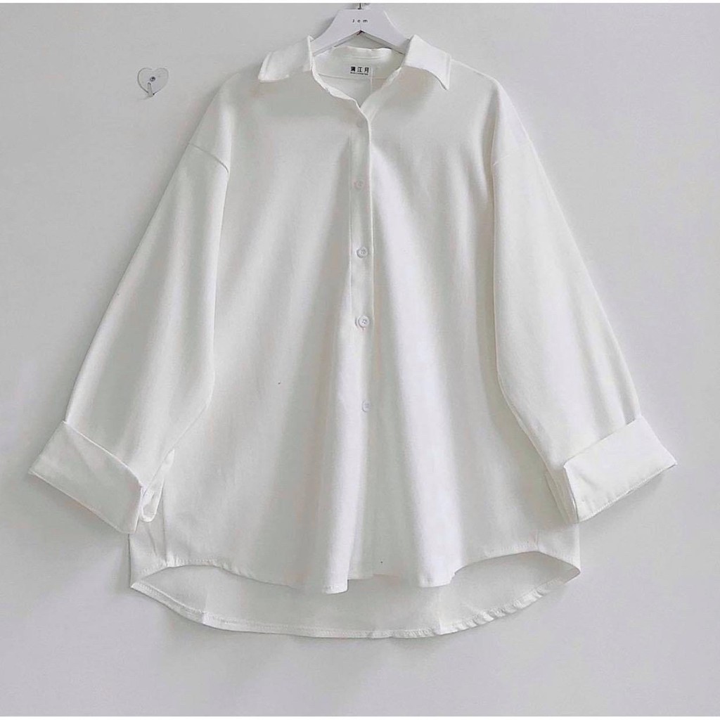 Áo sơ mi Kiểu Áo Khoác Basic Trơn dài tay form rộng 4 màu ĐEN - TRẮNG - HỒNG -XANH unisex nam nữ | BigBuy360 - bigbuy360.vn