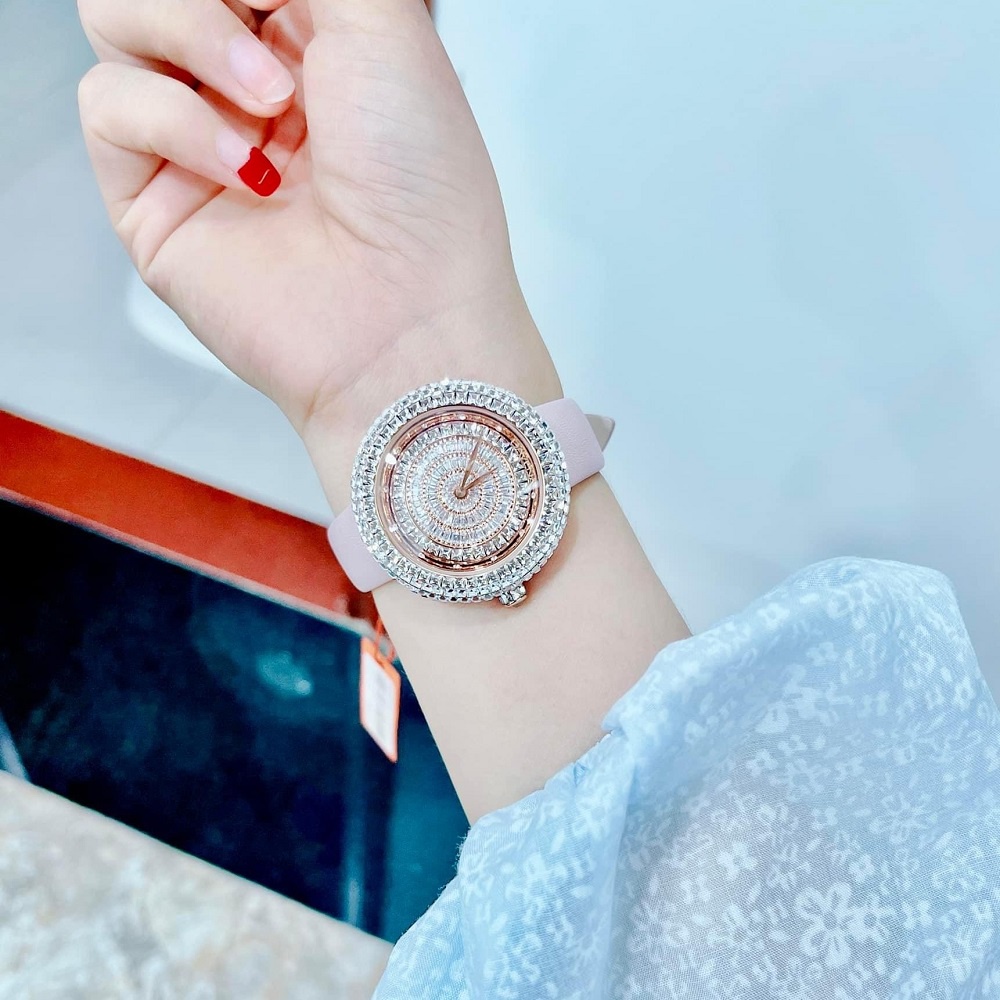 Đồng Hồ Nữ Davena 32091 Dây Da Hồng Rose Gold Chính Hãng 39mm