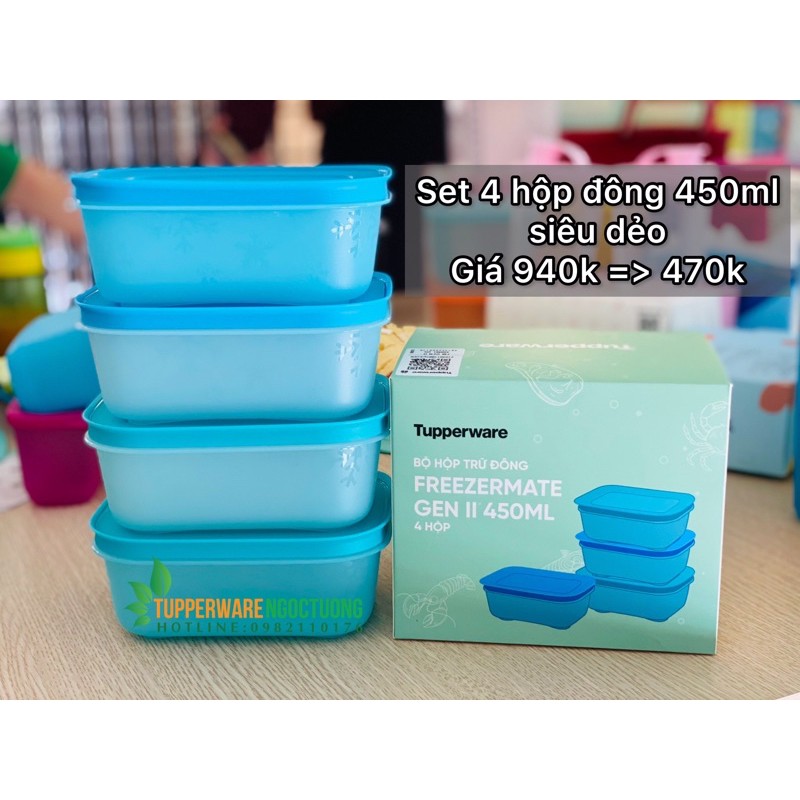 Tupperware - Bộ 4 hộp trữ đông freezermate gen 2 450ml