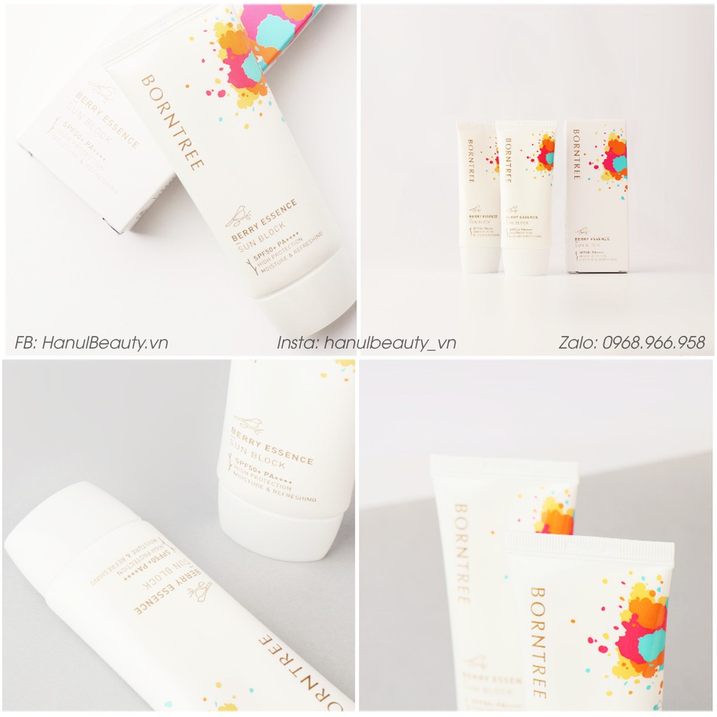 Kem chống nắng BORNTREE Dưỡng trắng da Giảm nếp nhăn Berry Essence Sun Block SPF50+ PA++++