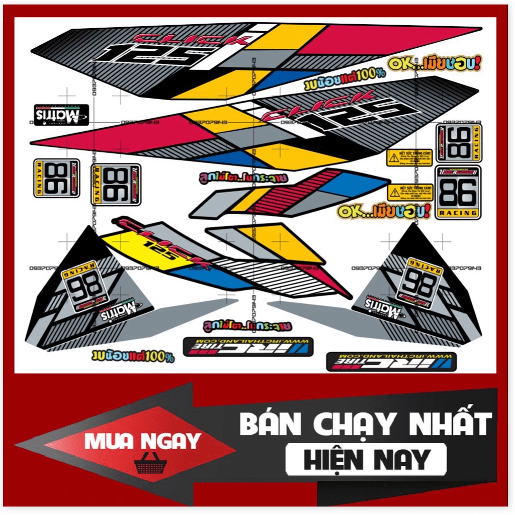 ( Quí khách vui lòng mang ra tiệm cho thợ dán ) Tem Click 125 2017 đen