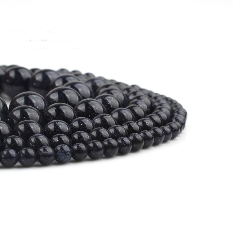 Chuỗi Hạt Đá Tự Nhiên Màu Xanh Dương 4 / 6 / 8 / 10mm Dùng Làm Trang Sức Thủ Công