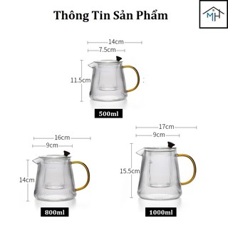 Ấm trà thủy tinh (500ml - 800ml - 1L)