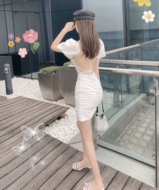 [Mã SKAMSALEP6 giảm 10% tối đa 100K đơn 150K] ĐẦM ĐEN NHÚN BODY DÂY CHÉO LƯNG | BigBuy360 - bigbuy360.vn