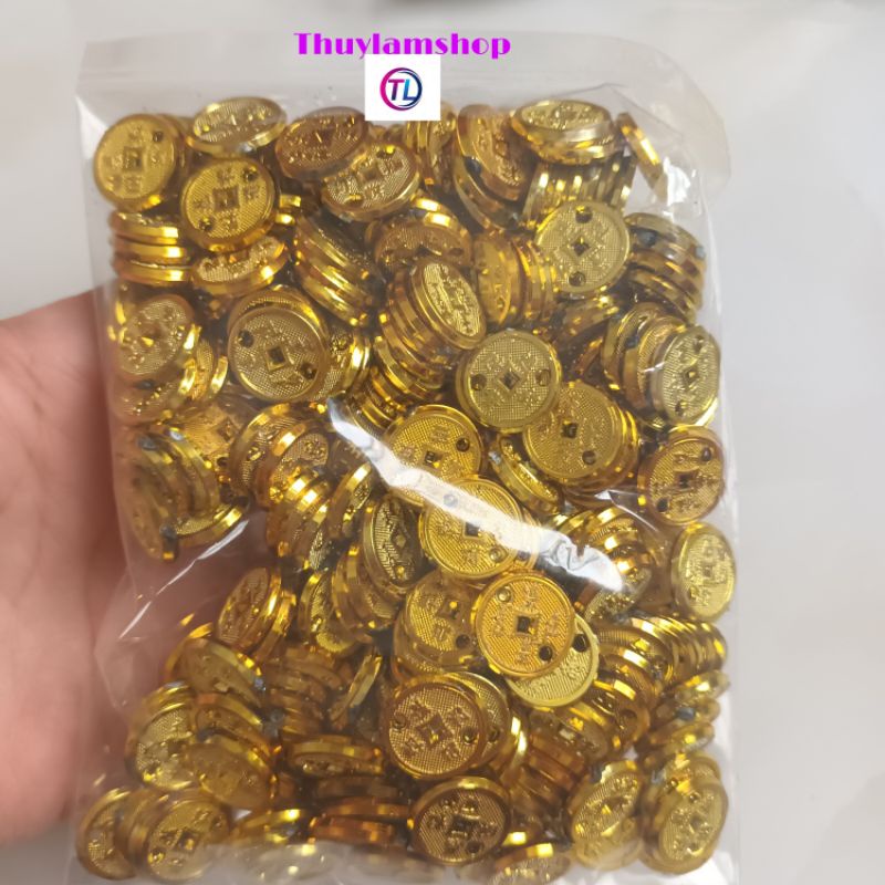 Gói 100 đồng xu thiếc vàng 1cm là thủ công làm handmade