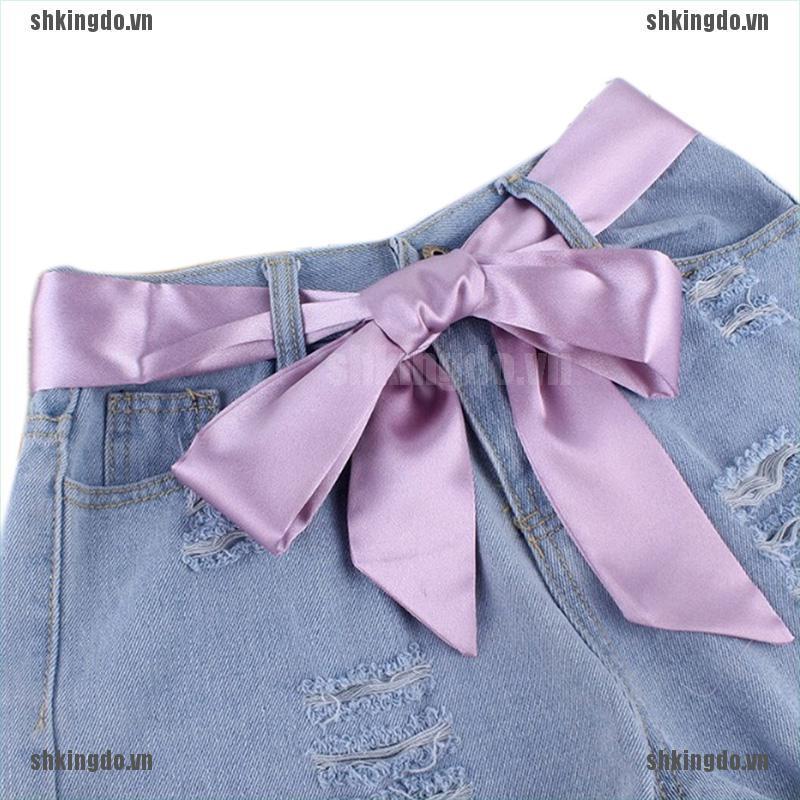 Khăn quàng đa năng chất liệu lụa trơn có thể dùng để cột nơ thắt lưng / dây cột đầm dành cho nữ