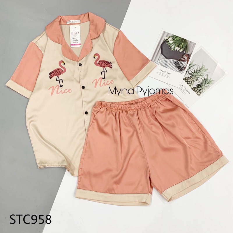 LUALA PYJAMAS Bộ Mặc Nhà Lụa Latin Cao Cấp Đùi Hạc