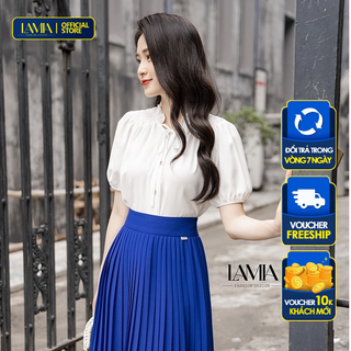 Áo sơ mi nữ hè Lamia Design SM327 màu trắng bèo nhún
